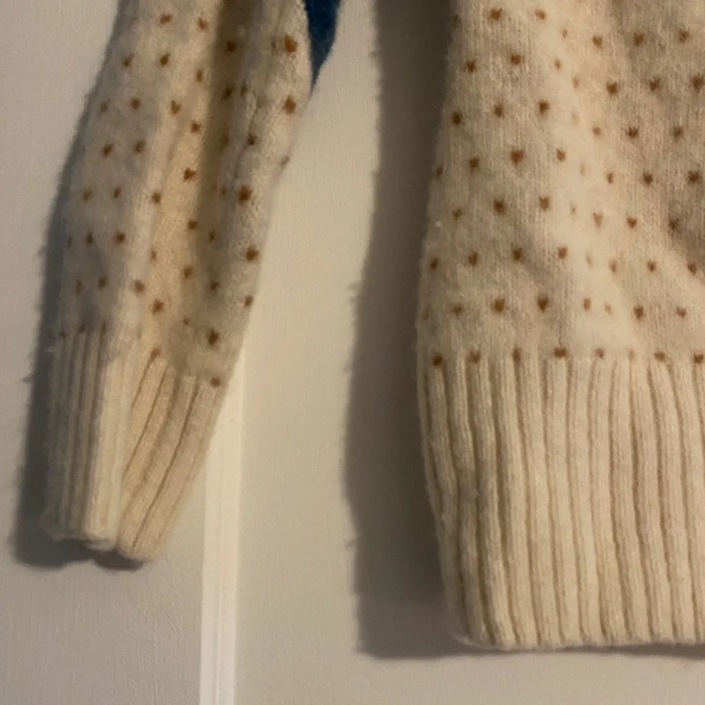Fjallraven Ovik Cream and Blue Knit Wool Sweater Size Small See Description - Picture 4 of 8
